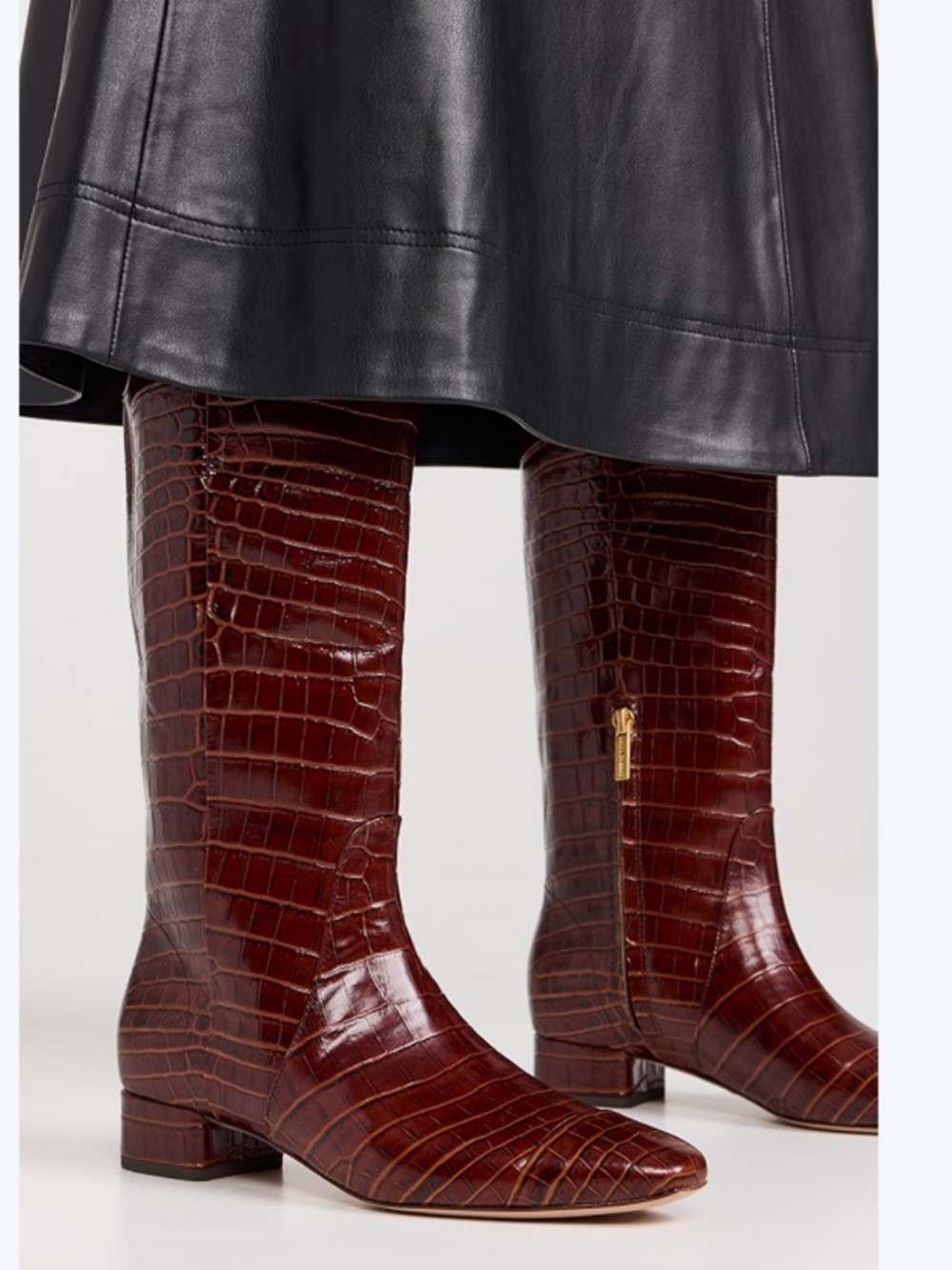 Veronica Beard Cecile Croc-Embossed Leather Knee-High Boot